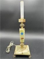ONYX AND BRASS FOOTED LAMP