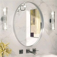 TETOTE,  Metal Framed Oval Mirror, Silverz  22" x