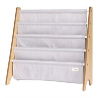 3 Sprouts, Fabric Book Rack, Grey, 24"L x 10"W x 2