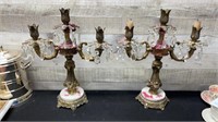 Pair Of Vintage Marble & Bronze/ Brass Candle Hold