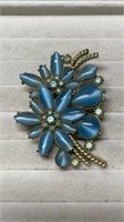 Vintage Signed Exquisite Large Blue Gloss Stone &