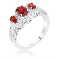 Oval Cut 1.65ct Garnet & White Topaz 3-stone Ring