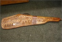 Hand-Tooled Leather Rifle Case; Zipper Closure