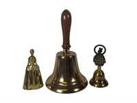 Brass School Bell & 2 Small Bells