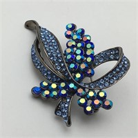 Blue Rhinestone Brooch