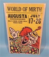 World of Mirth Augusta Showgrounds Circus Poster C