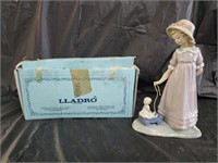 Lladro Girl with Toy Wagon Porcelain Figurine