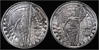 (2) 1 OZ .999 SILVER UNITY ROUNDS