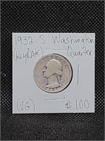 1932 S Key Date Washington Silver Quarter