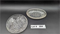 VINTGAE PRESSED GLASS BOWL AND PLATE