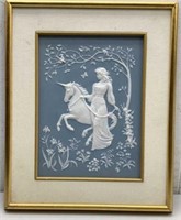 Framed/matted Lady and the Unicorn print w/
