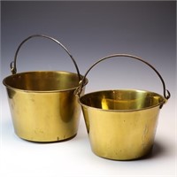 Two brass buckets