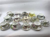 FOURTEEN ASSORTED CUPS AND SAUCERS