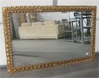 Vtg Large 53" x 34" Wood Framed Wall Mirror