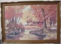 28"x40" Fall River Scene Framed Art Print Board