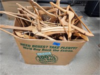 Box lot of wooden hangers