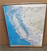 Vintage California 3-D topographical map