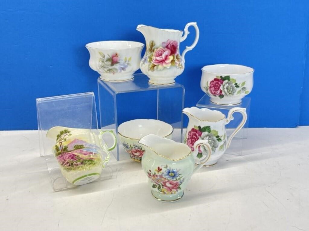 3 Cream & Sugar Sets - 2 Royal Albert,