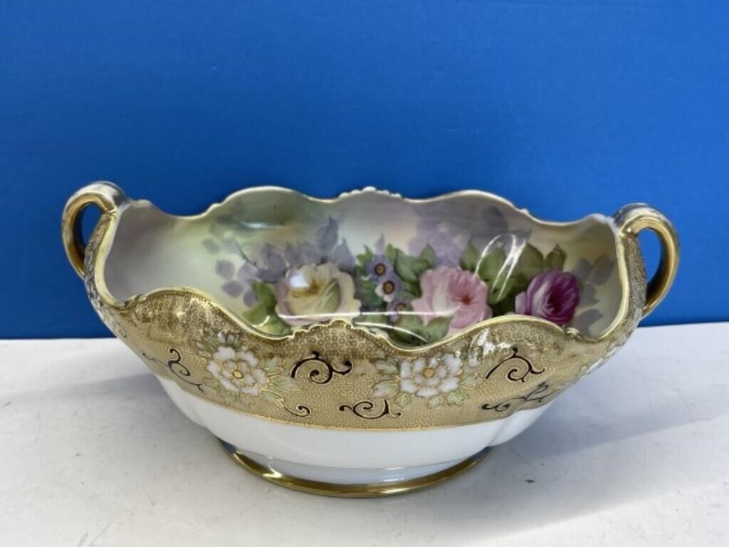 Hand Painted Floral Noritake Double Handles Bowl