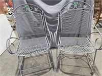 Steel Lawn Chairs, 1 Spring Rocker, 1 Regular