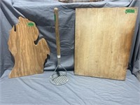 Butcher block and state of Michigan wood cut out