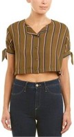 $65 Size Small J.O.A. Striped Crop Top Olive Multi