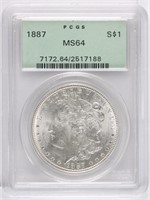 1887 US MORGAN SILVER $1 DOLLAR COIN