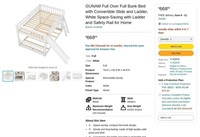 B1608  GUNAM Full Bunk Bed Convertible Slide Whi