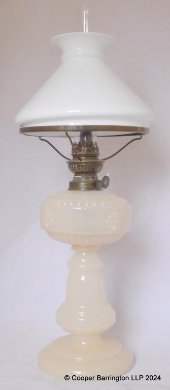 An Early 20thC Milk Glass Single Burner Oil Lamp