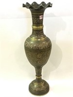 Highly Decorated Tall (29 1/2 In) Metal Vase