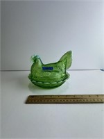 Green Hen On Nest Dish