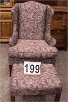 Straight Back Floral Chair And Ottoman