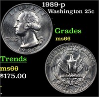 1989-p Washington Quarter 25c Grades GEM+ Unc