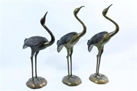 Mid Century Textured Brass Crane LARGE Statures