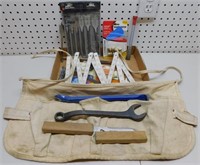 Drill Bits, Wrenches, Folding Rule, Tool Apron &