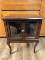 Small antique glass cupboard side table 24.5” x