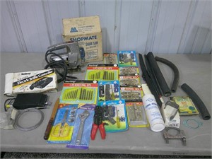 brake controller, sabre saw, door bolts, tools