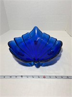 Blue Stained Glass Leaf Dish