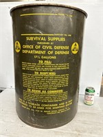 Vintage office of civil defense 17.5 gallon water