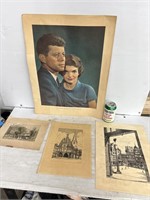 4 old posters-President Kennedys, 2 “original” by