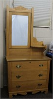 Ash 3 drawer dresser with mirror and candle stand