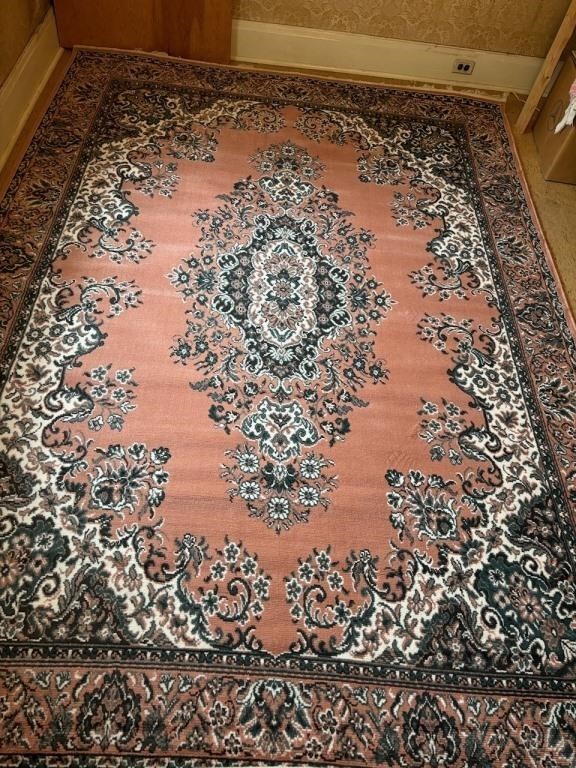 Centre Medallion Area Rug Salmon and Burgundy