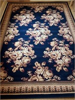 All-over Floral Pattern Area Rug Navy and Ivory