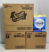 Unused Boxes of Poise Pads, Cottonelle Flushable