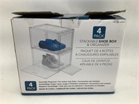 4 Pk Stackable Shoe Box & Organizers