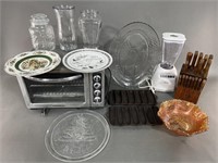 Blender, Toaster Oven, Knives, Glassware, Plates