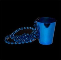 33" Shot Glass 24 Mardi Gras Beads- Blue