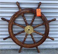 Ships wheel Solid Brass center with wooden spokes