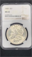 1900 NGC MS62 Silver Morgan Dollar