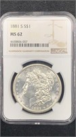 1881-S NGC MS62 Silver Morgan Dollar